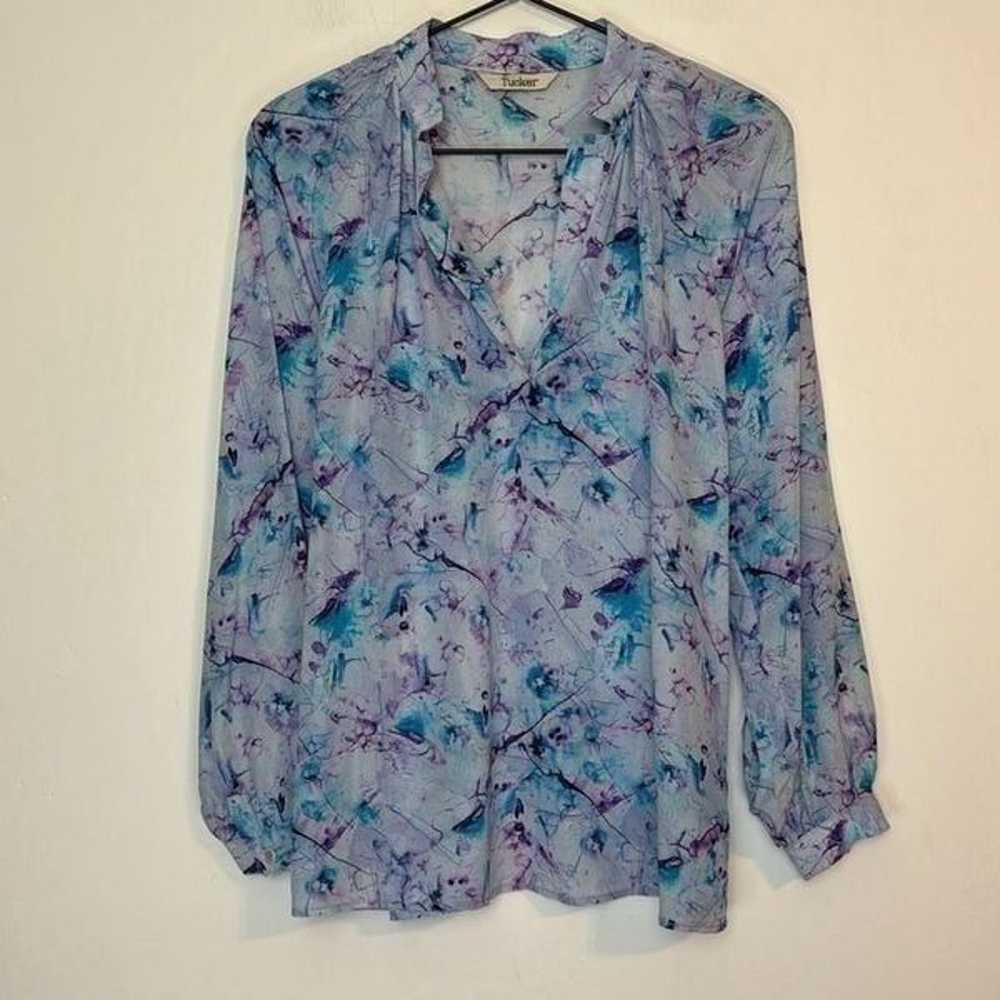 Tucker Silk V Neck Blouse S - image 1