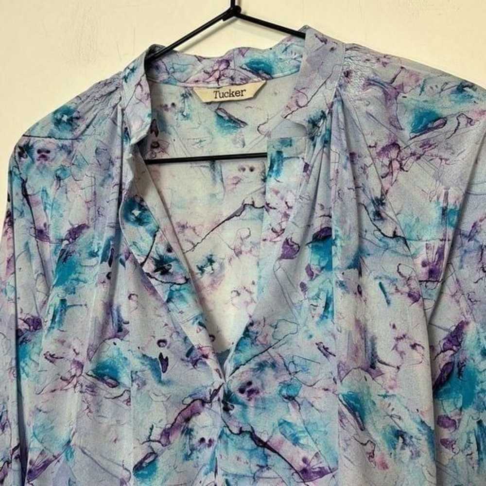 Tucker Silk V Neck Blouse S - image 2