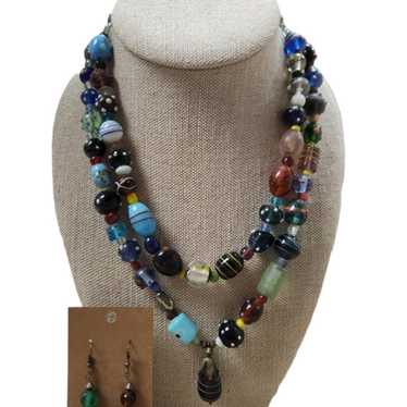 Vintage Lampwork Glass Beaded Jewelry Set