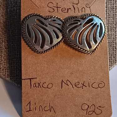 925 Sterling Silver Large Taxco - Mexico Heart Ear