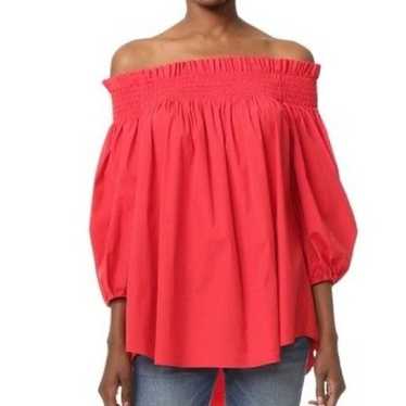 Caroline Constas Lou Red Off the Shoulder Blouse