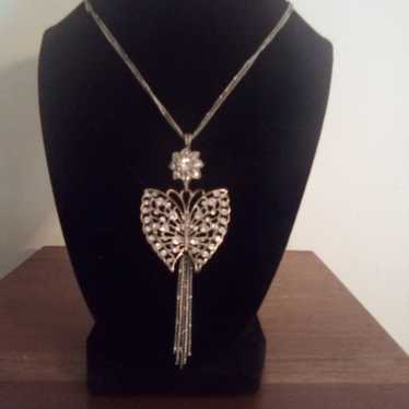 Vintage Crystal Butterfly Statement Necklace