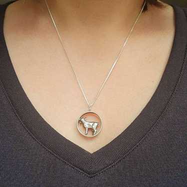 Vintage Solid 925 Sterling Silver Ram Necklace