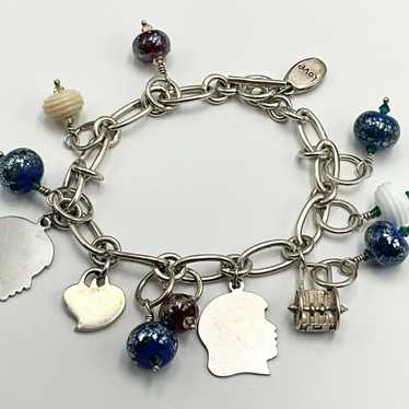 Sterling silver vintage charm bracelet stamped 925