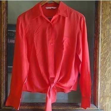 Trina Turk Coral Silk Blouse - Like New! Medium