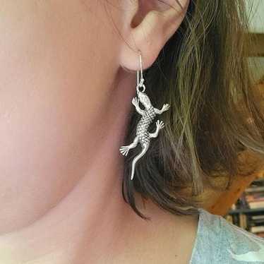 Vintage 925 Sterling Silver Lizard Drop Earrings