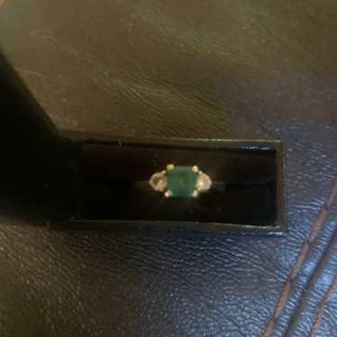 14k genuine Emerald and Diamond Ring