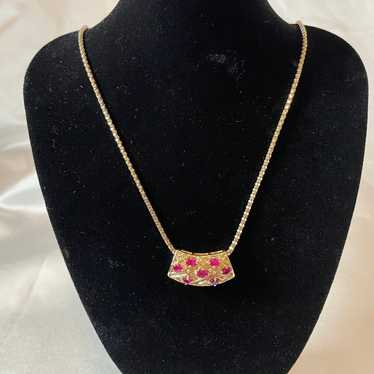 Vintage 14K Gold and Diamond and Ruby Necklace