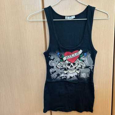 Ed Hardy Rhinestone Tank Top Skull Dragon