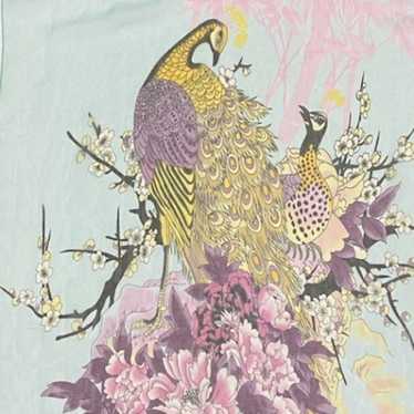 GORGEOUS Long Scarf PEACOCKS PEACOCK Print Pastel 