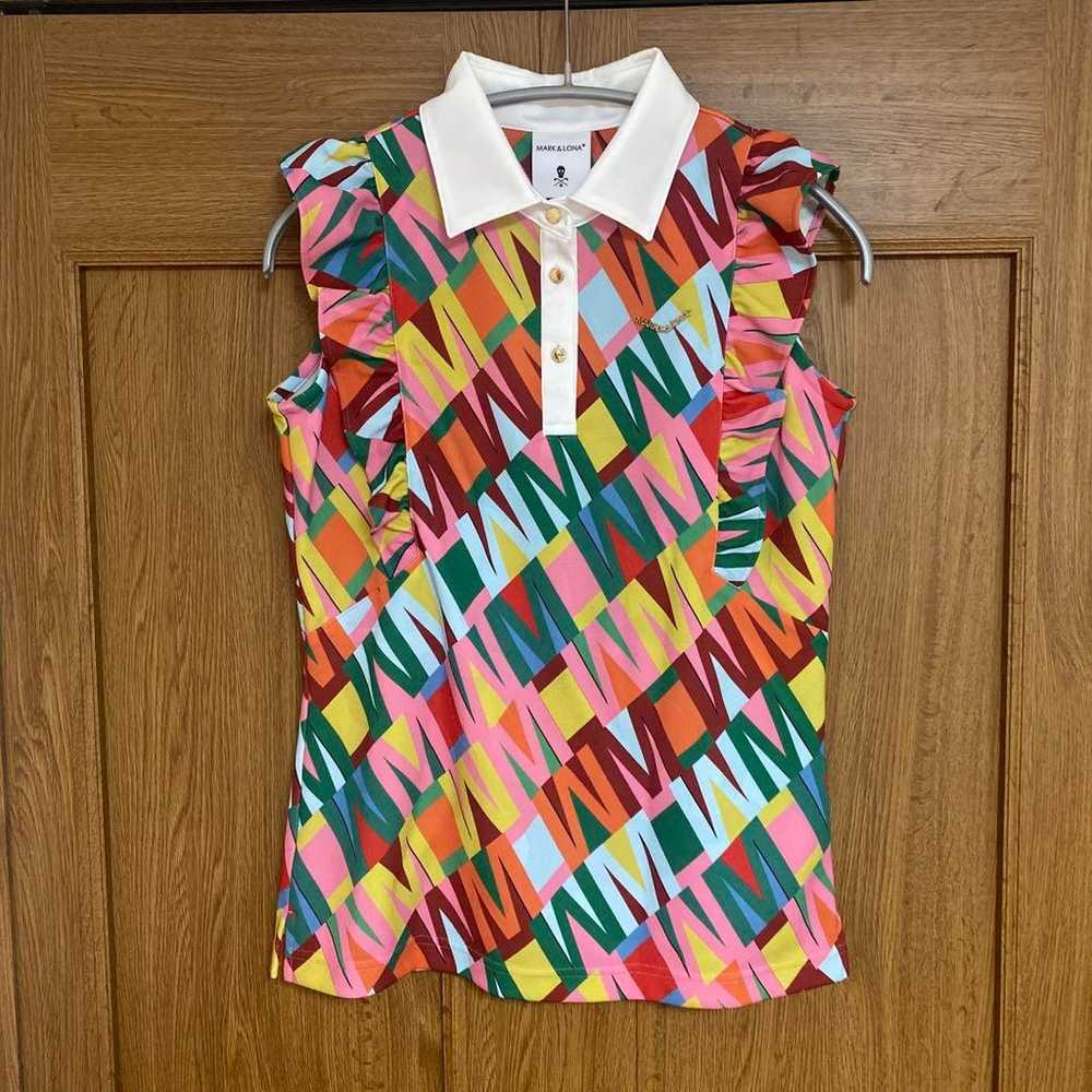 MARK & LONA Multicolor Ruffle Polo Shirt [Size 38… - image 8