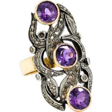 Timeless Antique Amethyst Ring in 14k Yellow Gold 