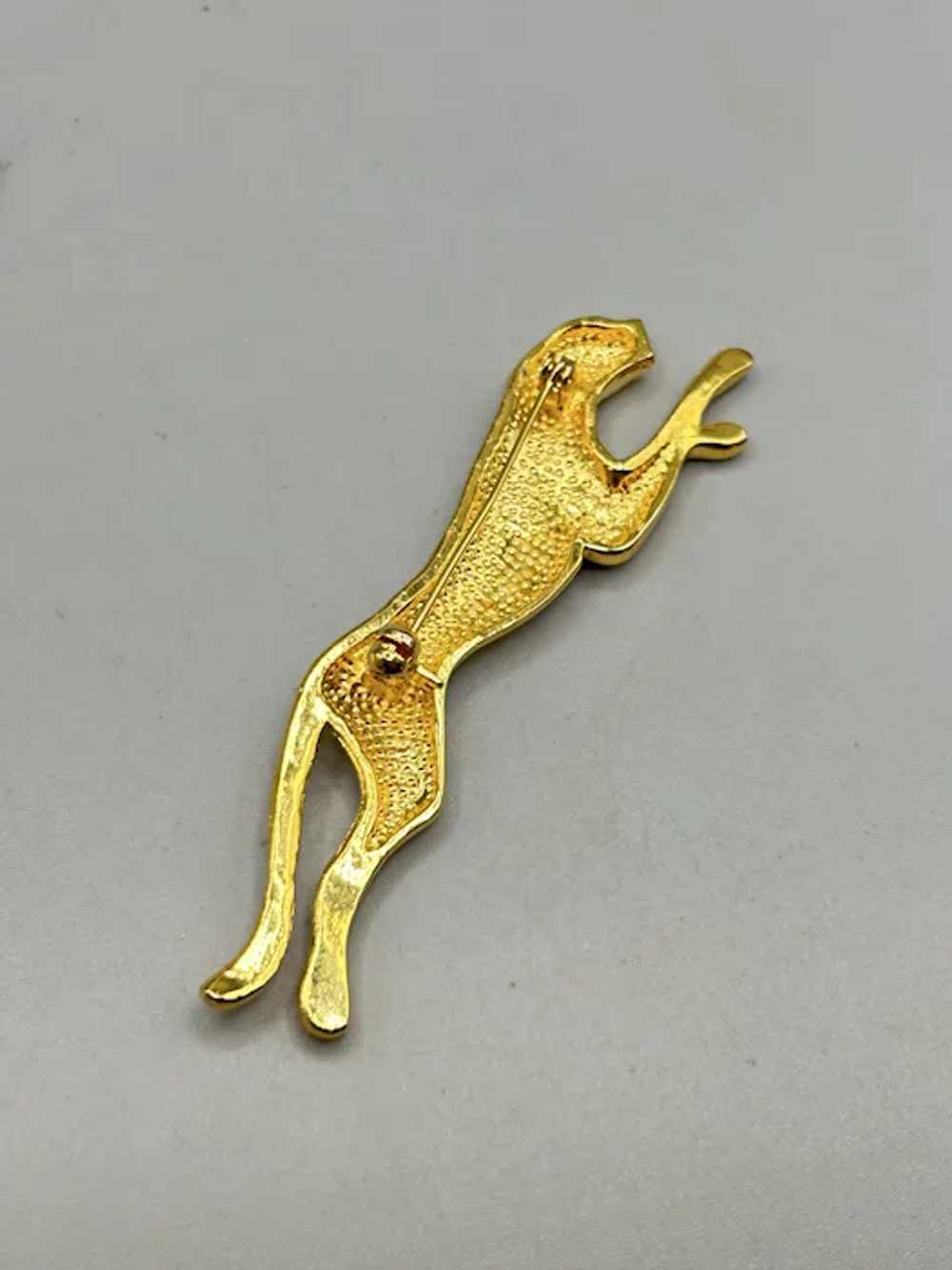 Vintage Leopard Pin Brooch Red Enamel On Gold Ton… - image 6