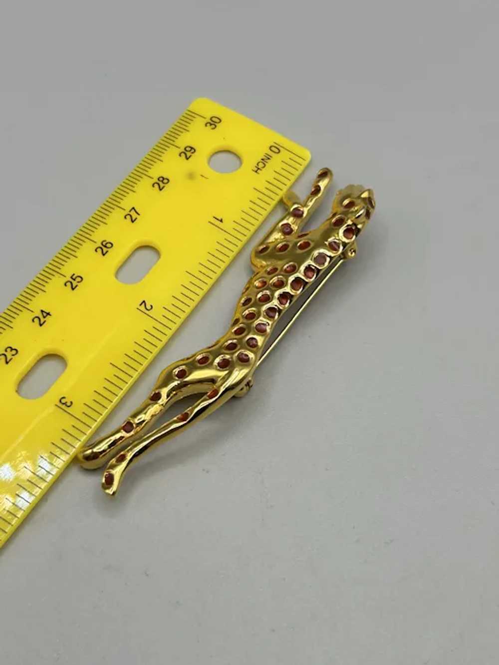 Vintage Leopard Pin Brooch Red Enamel On Gold Ton… - image 7