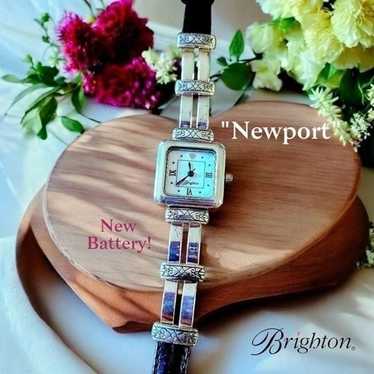 BRIGHTON "Newport" Silver and Leather Watch