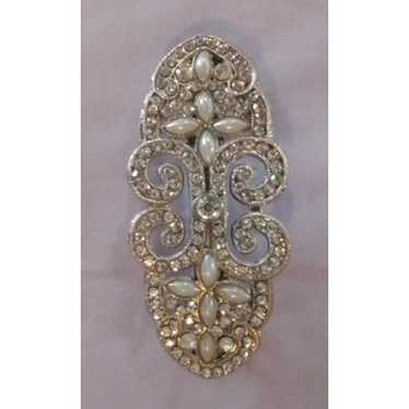 Vintage Rhinestone & Faux Pearl Hair Clip Barrette