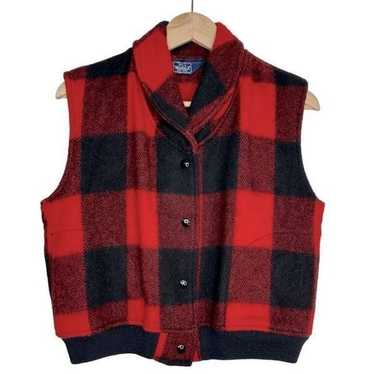 WOOLRICH Red & Black Plaid Vest Size M