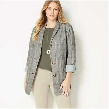 J. Jill Gallery Blazer blue gray plaid oversized r