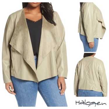 NWOT Halogen Faux Leather Waterfall drape jacket S