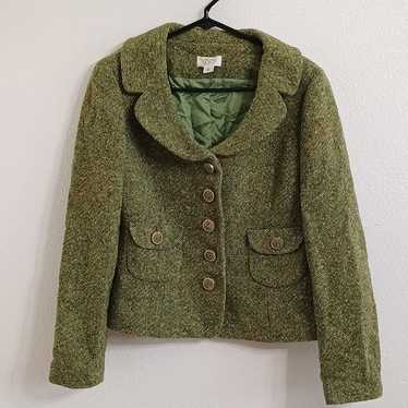 Vintage Ann Taylor Loft Wool Blend Green Tweed Bla