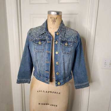 Chicos Platinum Denim Jacket Sz. 0