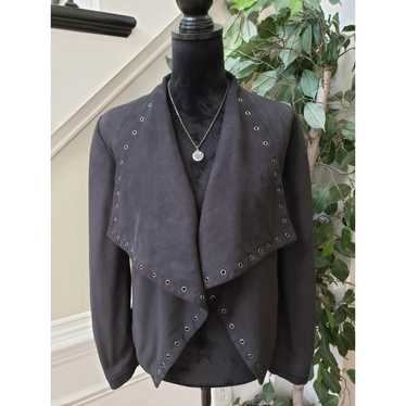 Express Suede Jacket Women Small Black Eyelet Embe