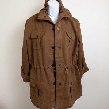 Chico's Faux Suede Brown Leather Jacket Coat Mediu