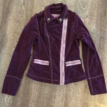 Tripp NYC Purple Corduroy Moto Jacket M Skull Butt