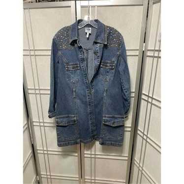 2 by Diane Gilman Embellished Denim Jacket Size L 