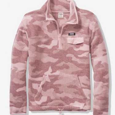 VS PINK camo sherpa half zip