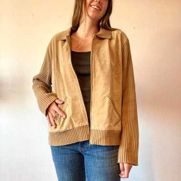 Adorable genuine suede and rib knit jacket