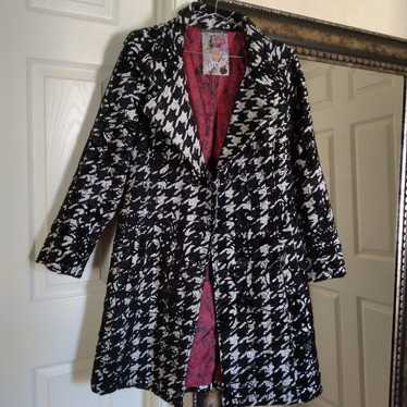 Desigual Chester coat black and white houndstooth