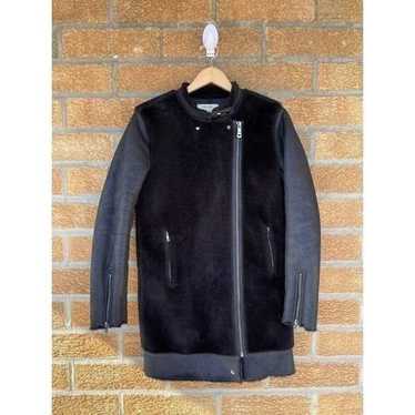 zara black faux fur & Suede Coat. Size small