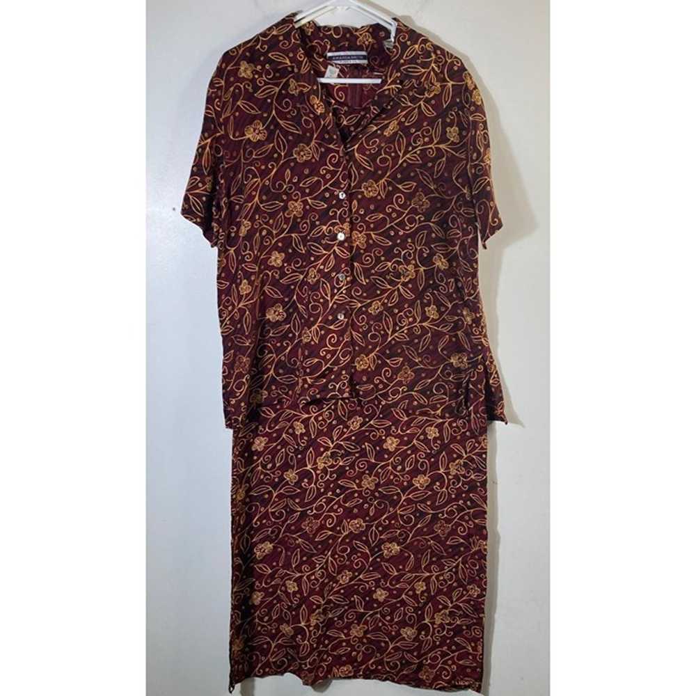 Womens Vintage Amanda Smith Silk Dress Set Maroon… - image 1