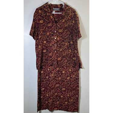 Womens Vintage Amanda Smith Silk Dress Set Maroon… - image 1