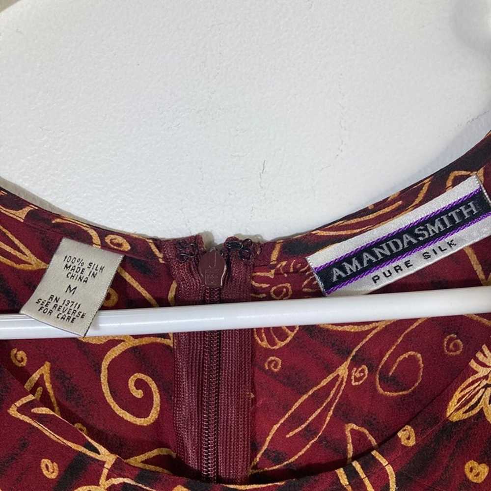 Womens Vintage Amanda Smith Silk Dress Set Maroon… - image 8