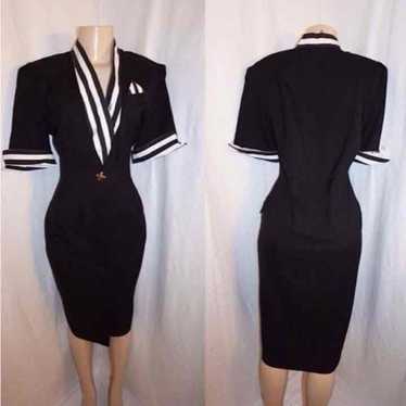 VINTAGE BLACK AND WHITE STRIPED DRESS