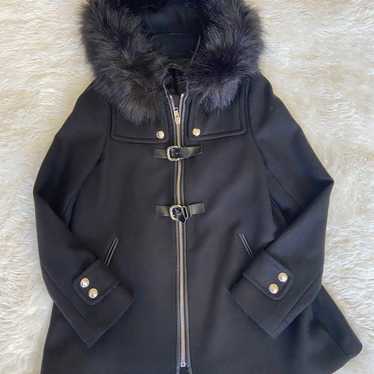 ZARA WOMAN Black Duffle Coat with Fur