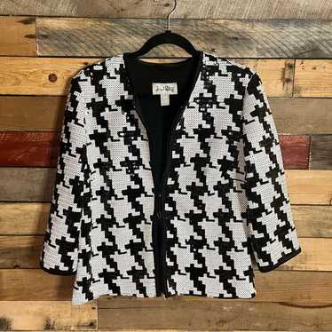 Joseph Ribkoff Black And White Sequin Jacket Size 