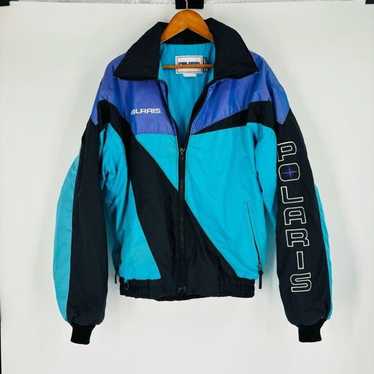 Vtg 90s Mens Med Polaris Snowmobile Ski Racing Checkered Insulated Jacket  USA | eBay