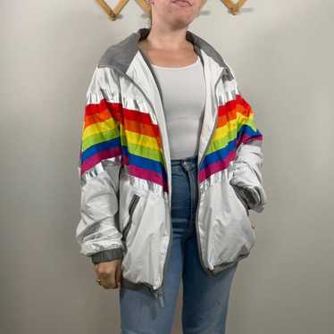 Tipsy Elves Rainbow Windbreaker Jacket Size XL