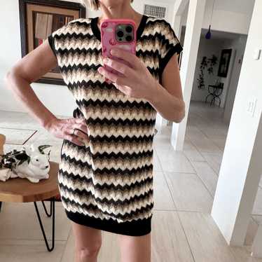 Trina Turk Zigzag Knit Mini Sweater Dress Size M