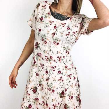 Vintage Button-Front Botanical Day Dress