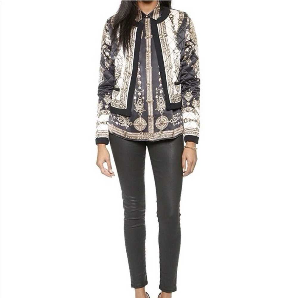 Marchesa Voyage Silk Bomber Jacket Womens 4 Quilt… - image 4