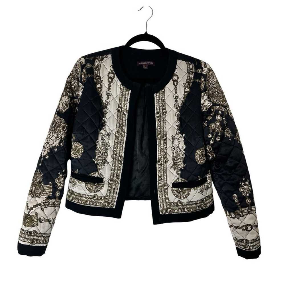 Marchesa Voyage Silk Bomber Jacket Womens 4 Quilt… - image 6