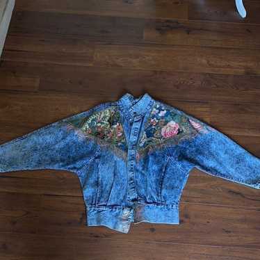 Vintage acid wash denim jacket custom Medium