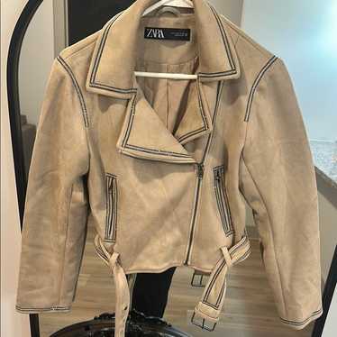 Zara Embellished Suede Beige Women's Jacket