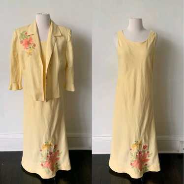 Vintage Yellow Floral Maxi Dress