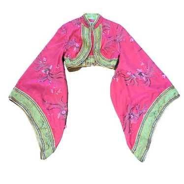 Vintage cropped embroidered embellished kimono ja… - image 1