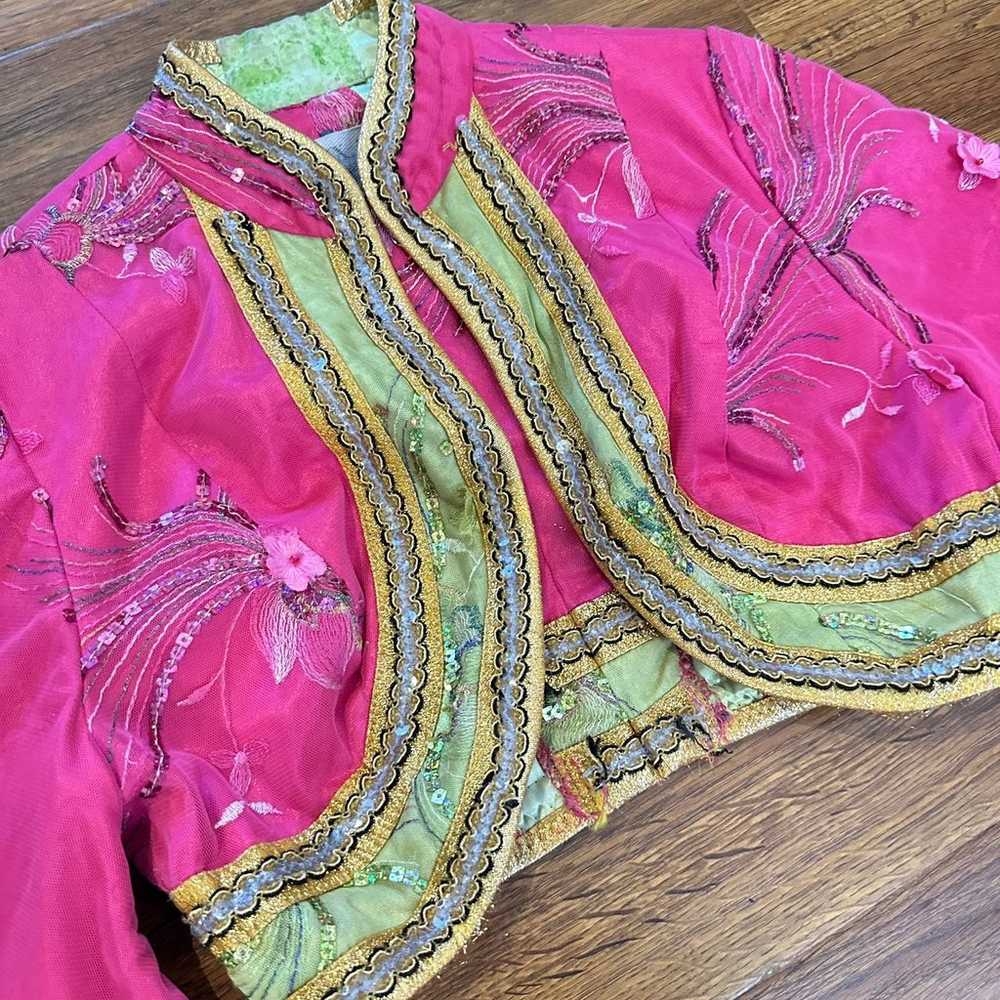 Vintage cropped embroidered embellished kimono ja… - image 2